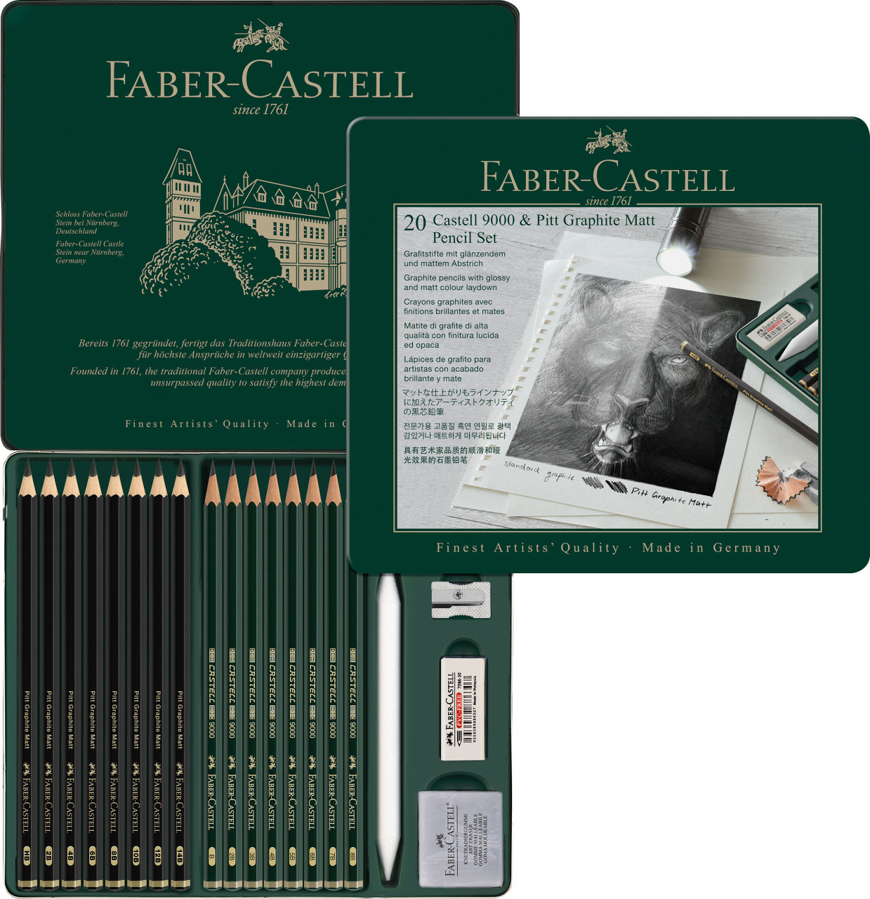 Faber-Castell : Castell 9000 & Pitt Graphite Matt Set - 20 stk