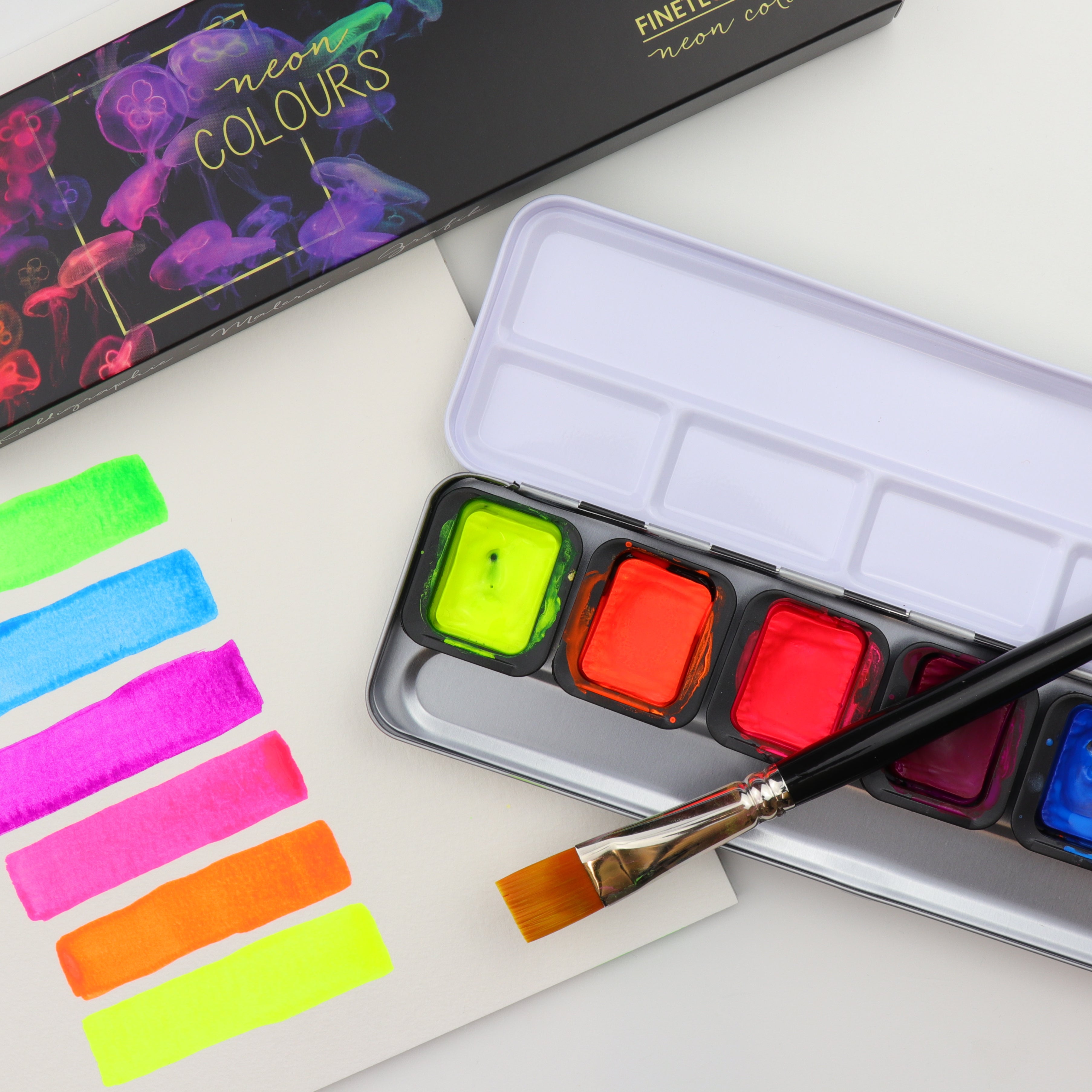 FINETEC : Premium Fluorescent watercolour set - Neon