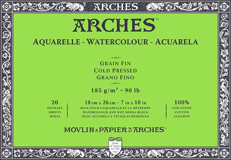 Arches : Aquarelle Block 185gsm