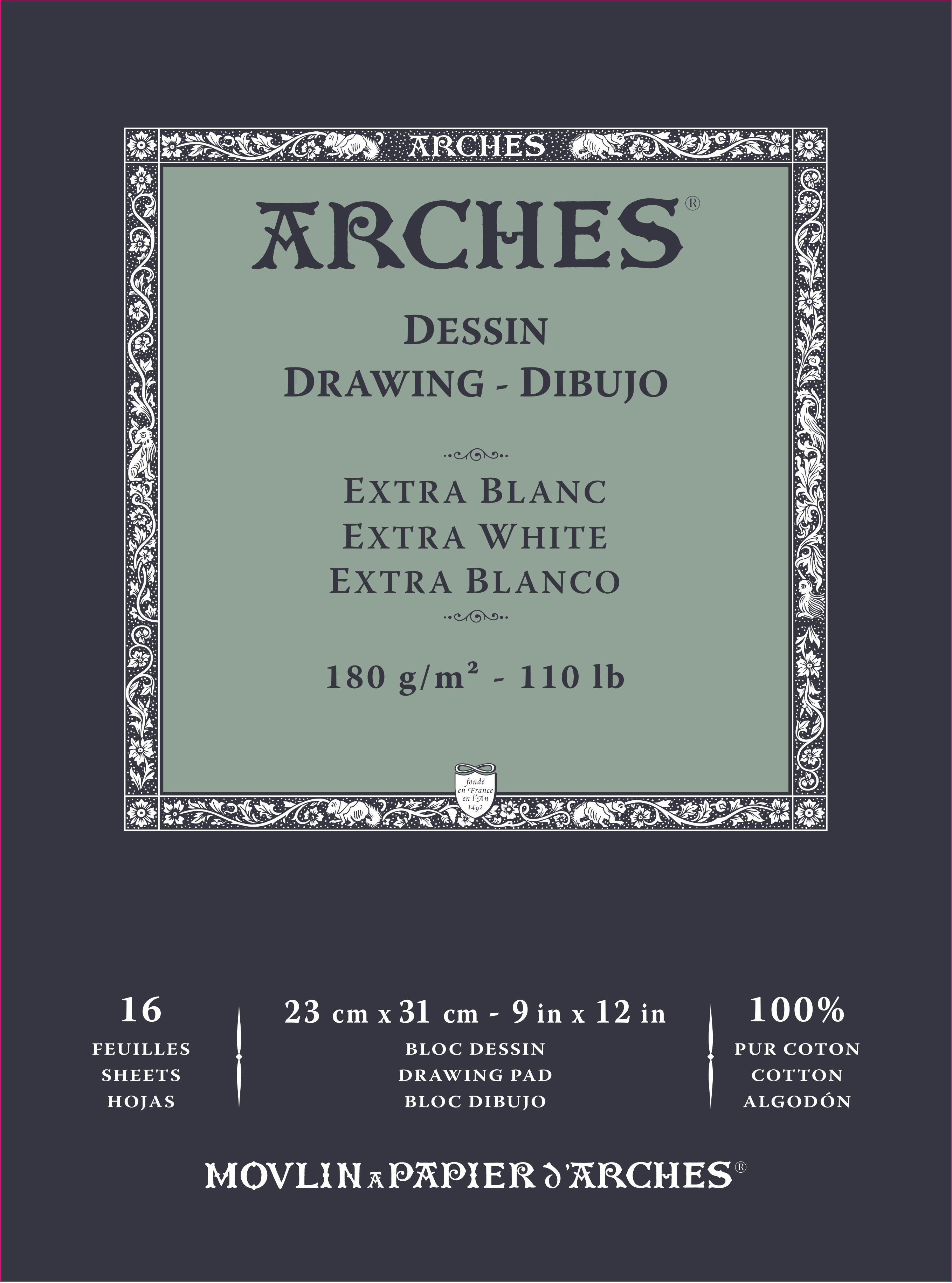 Arches : Dessin Pad 180gsm Extra White